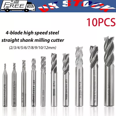 10X4 Slot Flute End Mill Cutter Drill Bit CNC Milling Tool HSS Straight Shank UK • £9.59