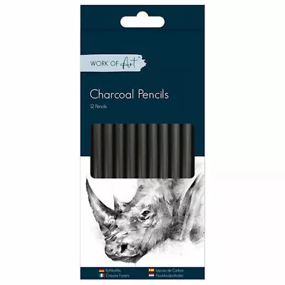 12 Charcoal Pencils - Blendable Easy To Use Draw Artist Shading Colouring Sharp • £2.89