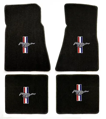 NEW! 1965-1973 Black Floor Mats Mustang Pony Bars Embroidered Logo On All 4 Mats • $199.90