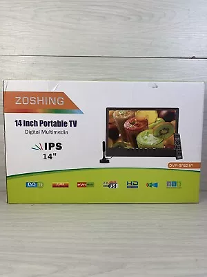 Zoshing DVP-SR521P 14” Inch Portable TV Full HD 12v Volts IPS DVB T2 Multimedia • £79.99