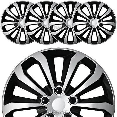 16  Silver Black Set Of 4 Wheel Covers Snap On Hub Caps Fit R16 Tire & Steel Rim • $59.99