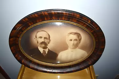 Vintage Antique Picture Frame Oval 3D Convex Bubble Glass Portrait Late 1800's • $99.95