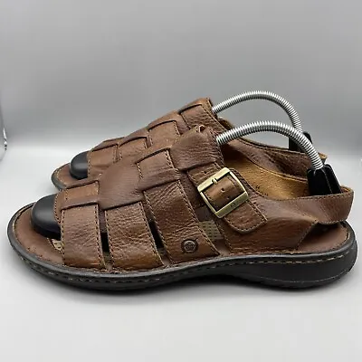 Born Sandals Men’s Size 10 Open Toe Fisherman Brown Leather Adjustable Strap • $29.95