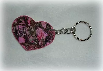 Mossy Oak Breakup Real Tree Camo Heart Key Chain Ring Pink Redneck Prom Wedding • $13.59