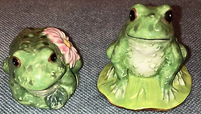 J. Willfred Charles Sadek Frogs On Lily Pads Salt & Pepper Shaker Set W/ Labels • $16