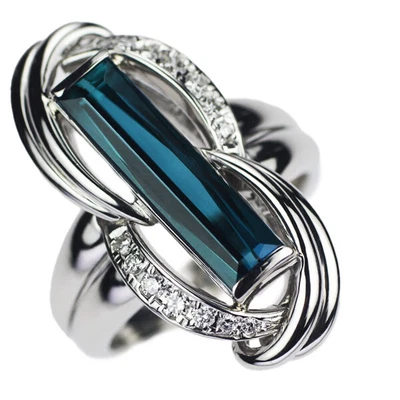 £1276.39 • Buy Pt900 Indigolite Tourmaline Diamond Ring 2.813ct D0.20ct - Auth Free Shipping Fr