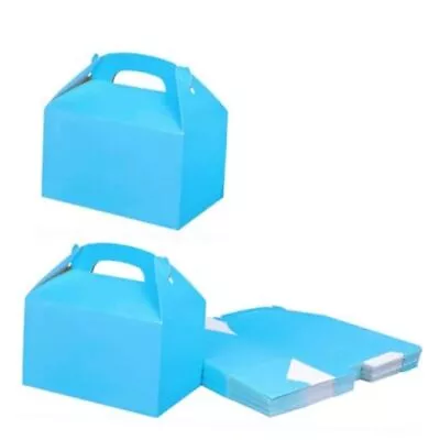 Party Treat Box 24pcs Cardboard Gable Boxes With Handles Party Favor Boxes Blue • $24.25