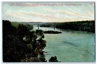 C1910 C.M. ST. P Railway Bridge Across Mississippi River Minneapolis MN Postcard • $14.98