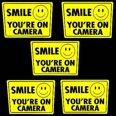 5 Smile Window Stickers Warning Your On Camera Video Doorbell CCTV Surveillance • $8.95