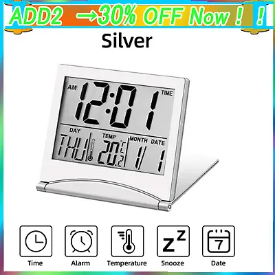 Digital Bedside LED Snooze Alarm Clock Time Temperature Day/Night Mode Clock UK • £4.35