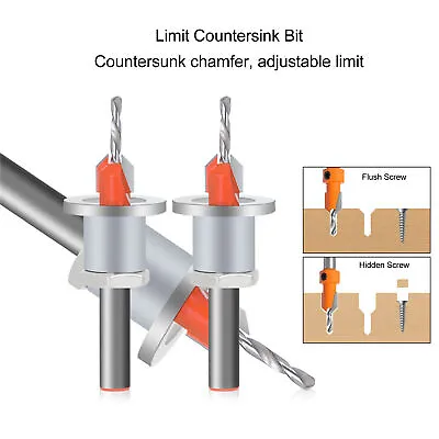 Countersink Drill Bit Kit Adjustable Limit Taper Drill Spiral Countersink • £6.10