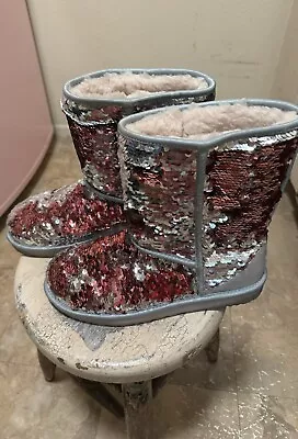 Sequin Uggs Silver Pink Women Sz 11 Pre Owned Short • $13.80