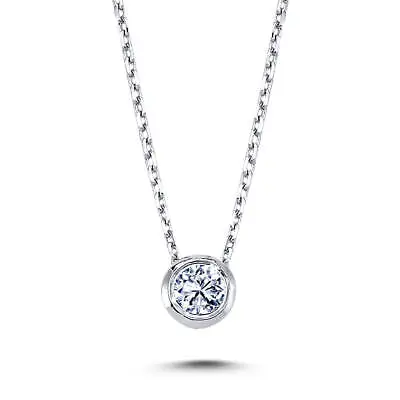 0.12Carat Diamond Solitaire Necklace Pendant With Chain 14Carat White Gold H40018 • £239.03