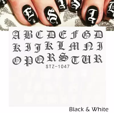 Nail Art Water Decals Transfers Pink Old English Capital Letters Roman Text NS41 • $1.95