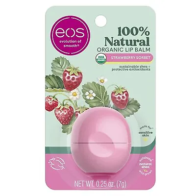 Eos 100% Natural & Organic Lip Balm- Strawberry Sorbet All-Day Moisture... • $6.99