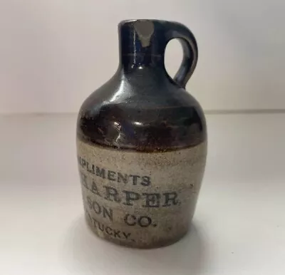 Antique Mini Whiskey Jug Compliments L.W. Harper Nelson County Kentucky Ky • $59.99