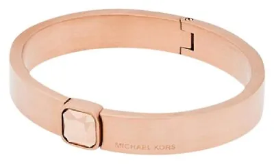 Michael Kors Rose Gold Pink  Brushed Hinge Bracelet Bangle Wristlet NWT • $69