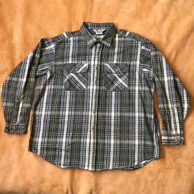 Carhartt USA Vintage S61 Heavy Flannel Shirt Moss Green Gray Excellent • $39.99