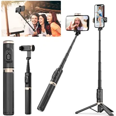 Universal Selfie Stick Phone Tripod Stand W/ Wireless Remote For IPhone Samsung • $14.94