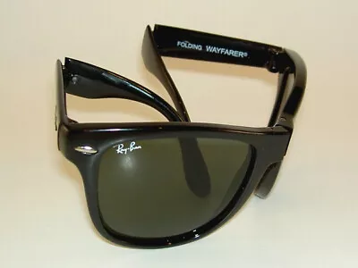 New Ray Ban Sunglasses FOLDING WAYFARER RB 4105 601 Black G-15 Green Lenses 50mm • $111.95