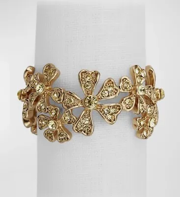 NEW IN BOX L'objet Gold Garland Napkin Rings Jewels Swarovski Crystals Set Of 4 • $99.99