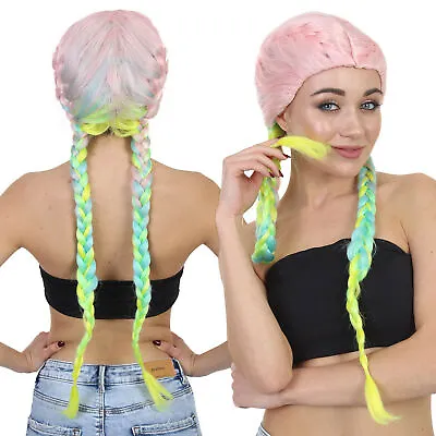 Boxer Long Braid Wigs Colorful Hairpiece W/Wig Cap Cosplay Theme Party For Women • $9.98