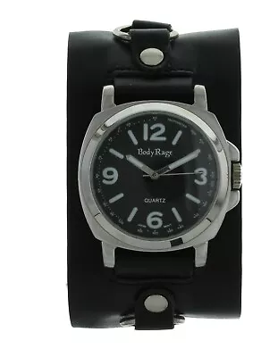 Body Rage  Leather Biker  Wide Band Large Case Analog  Quartz Watch • $16.99