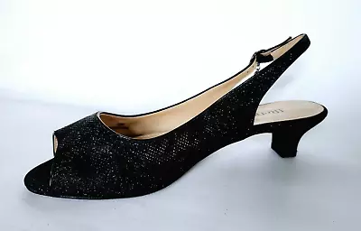 J.Renee Size 12 M Jenvey Black Kitten Heels Sandals Shoes Heels Slingback Black • $22.16