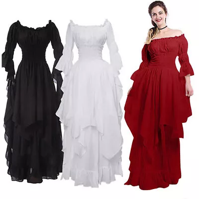 Women Victorian Medieval Dress Renaissance Gothic Cosplay Costume Princess Gown • £18.99