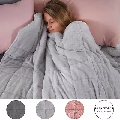 £25.99 • Buy Brentfords Teddy Fleece Weighted Blanket Sensory Sleep Therapy Anxiety Throw