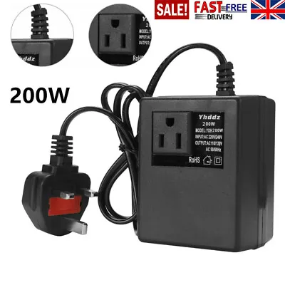 200W AC 220V 240V To 110V 120V Step Down Voltage Adapter Converter Transformer • £13.75