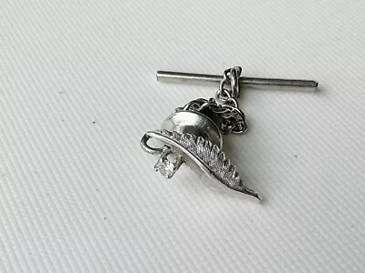 Vintage14k White Gold Diamond Leaf Tie Pin • $125