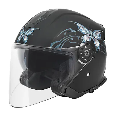VCAN V88 3/4 Open Face Motorcycle Scooter Helmet With Visor ECE & DOT Approved • $85.99