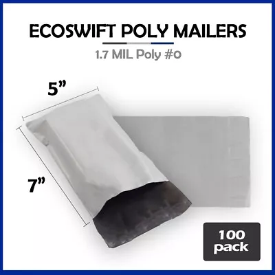 100 5x7 EcoSwift Poly Mailers Plastic Envelopes Shipping Mailing Bags 1.7MIL • $4.98