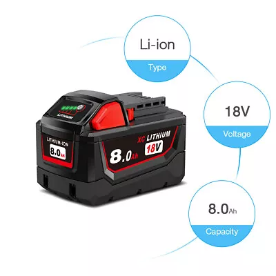 8.0Ah 18V Battery For Milwaukee 48-11-1828 M18 Lithium-Ion Extended Capacity • $26.88