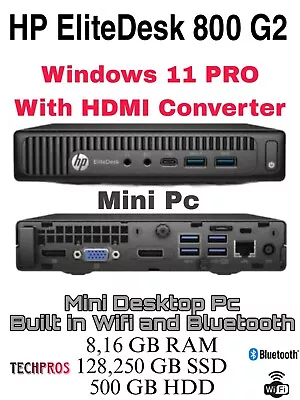 HP EliteDesk 800 G2 I5 16GB 250GB HDMI OUTPUT Win 11 Cheap Computer Mini PC CPU • £79.99