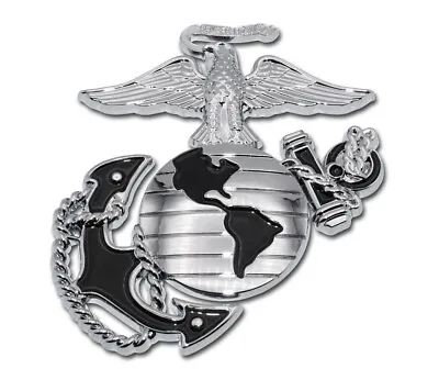 U.S. Marine Corps Premium EGA Black 3.25” X 3” Chrome Auto Emblem • $27.95