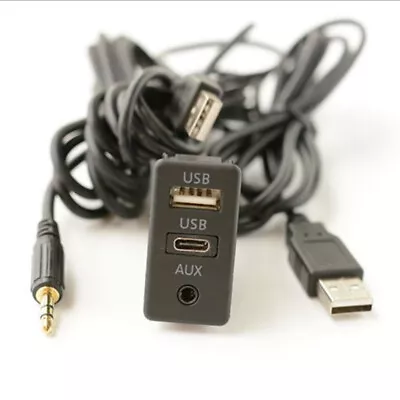 Car Dash Flush Mount AUX Type C Dual USB Port Panel Extension Cable Adapter 1.5m • $17