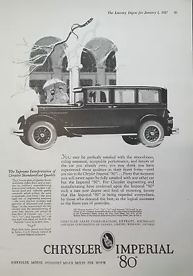 1927 Chrysler Imperial 80 MPH Luxury Automobile Car Detroit Vintage Art Print Ad • $12.80