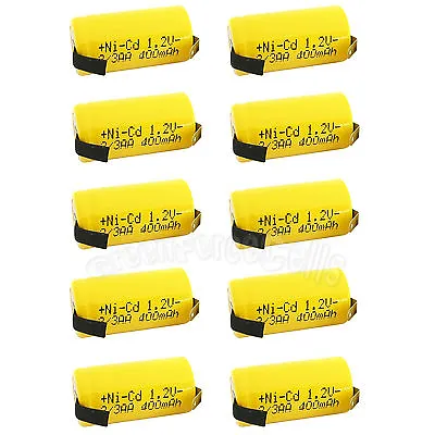 10 Pcs 2/3AA 2/3 AA 400mAh NiCd Ni-Cad 1.2V Rechargeable Battery Cell US Stock • $13.74