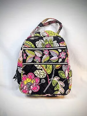 Vera Bradley Floral Lunch Bag Lunchbox Quilted Cotton Black Pink Green • $11.95