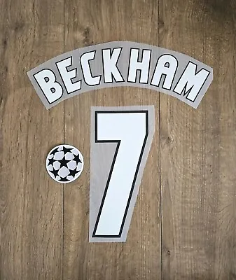 Beckham #7 Nameset & Champions League Starball Patch Manchester United 1997-1999 • £13.95