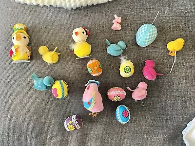 Vintage Easter Craft Lot Flocked Easter Bunny Ducks Chicks Kitschy Retro AS IS • $24.99