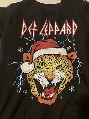 New DEF LEPPARD CHRISTMAS SWEATER Sz L Band Music Holiday Leopard • $20