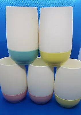 5 Vtg MCM Vacron Bopp-Decker Plastic   Drinkware Large Tumblers Blue/yellow/pink • $15.99