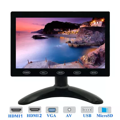 7 /9 /10.1 /11.6  LCD CCTV Monitor PC Screen VGA HDMI 1080P For DSLR Raspberry • £57.58