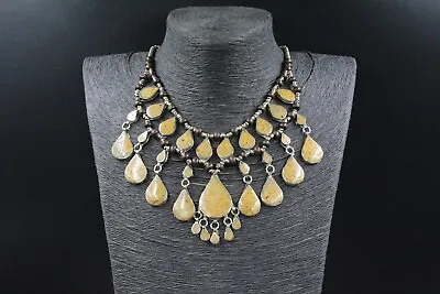 Vintage Afghan Alpaka Necklace Unique Enamel Beads Tassels Costuming  Necklace • $19.20