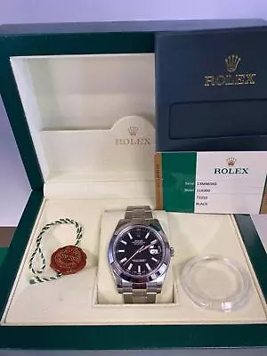 ROLEX Oyster Perpetual Datejust II 41mm SS Black Dial Men's Watch 116300 • $8299