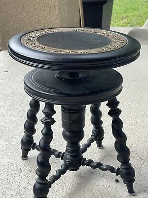 $495 • Buy LATE 1800’s ANTIQUE VICTORIAN F. NEPPERT NY ROTATE ADJUSTABLE PIANO STOOL