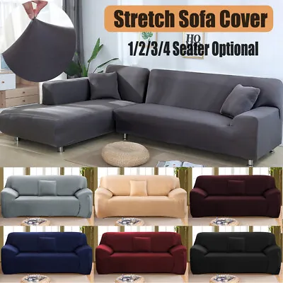 $14.99 • Buy 1/2/3/4 Seat Stretch Spandex Chair Sofa Couch Cover Elastic Slipcover Protector